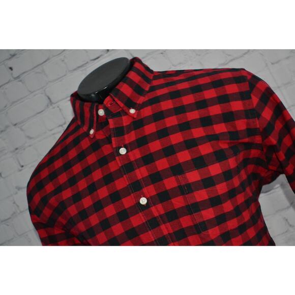 J Crew Dress Shirt Button Up Size XL Slim Fit Mens Red Black Plaid Lumberjack - Picture 1 of 7